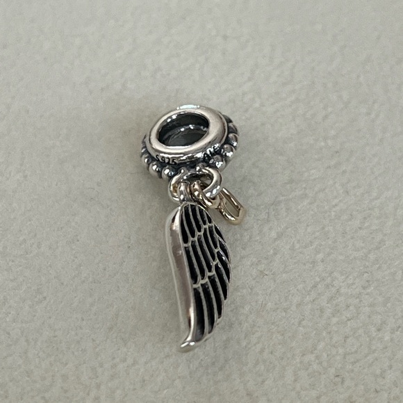 Pandora SS & 14k Gold Angel Wing Dangle Charm - Picture 3 of 3